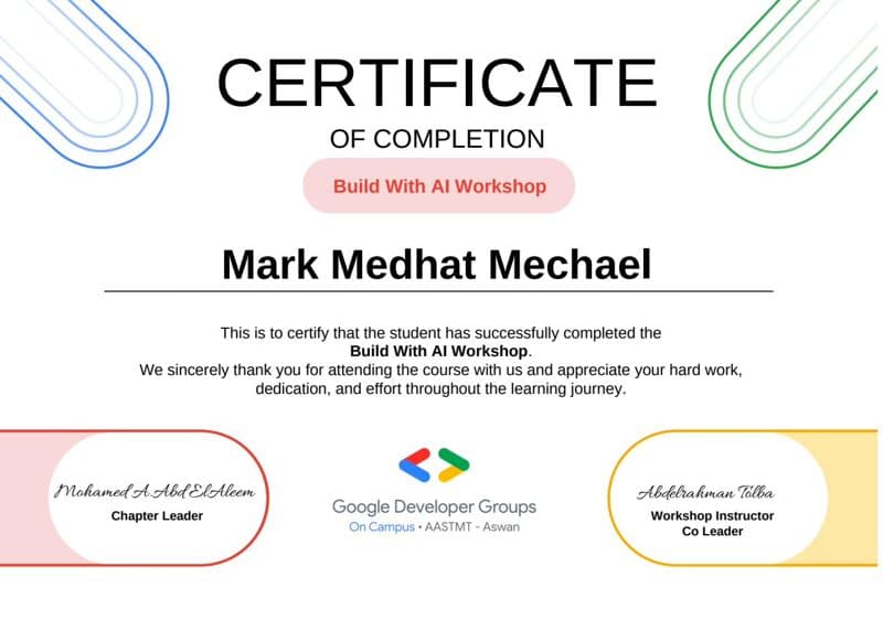 Build With AI Workshop certificate preview
