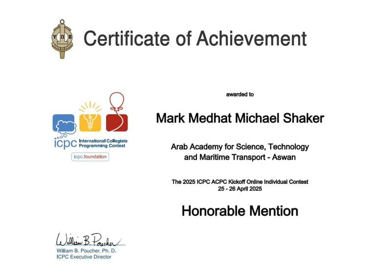 ICPC ACPC Kickoff Online Individual Contest certificate preview