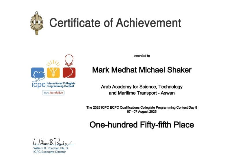 ICPC ECPC Qualifications 2025 — Day 8 certificate preview
