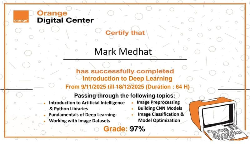 Introduction to Deep Learning certificate preview