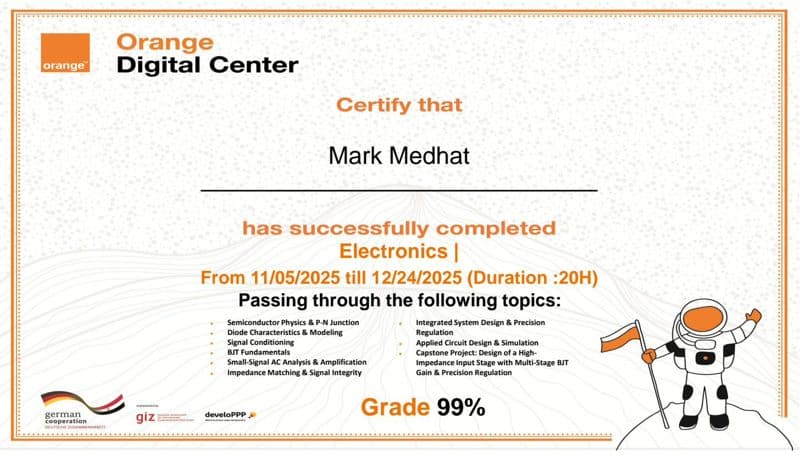 Electronics Design certificate preview