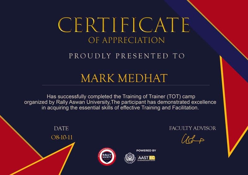 Training of Trainers (ToT) Camp certificate preview